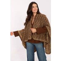 Love Lace Women's Printed Loose Fit Poncho Wrap for Everyday in Brown