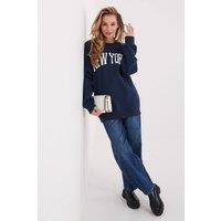 Love Lace Women's Everyday Cotton Slogan Sweatshirt with Warmth in Navy