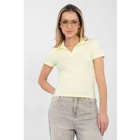 Love Lace Women's Classic Viscose Elastane Polo Blouse in Yellow