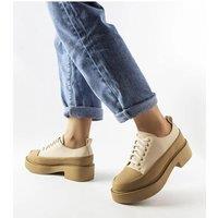 Love Lace Women's Merico Elegant Lace Up Flat Heeled Summer Shoes in Beige | Size: 6.5