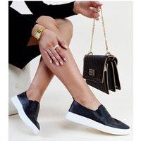 Love Lace Women's Perforated Slip On Sneakers with Cushioned Rubber Sole Comfort in Black | Size: 6.5