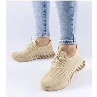 Love Lace Women's Sport Fabric Sneakers for Summer with Grippy Rubber Sole in Beige | Size: 5.5