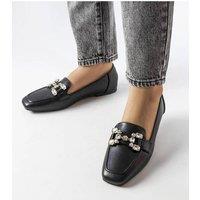 Love Lace Women's Elegant Zircon Slip On Faux Summer Comfort Moccasins in Black | Size: 5.5