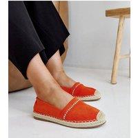 Love Lace Women's Espadrille Slip On with Abia Zirconia Brown Rubber Sole in Orange | Size: 4.5