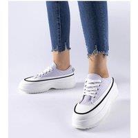 Love Lace Women's Platform Sneakers Breathable Rubber Round Toe Laced Closure in Violet | Size: 6.5
