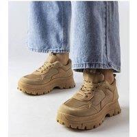 Love Lace Women's Mikeladze Lace Up Sports Sneakers with Rubber Sole Summer in Beige | Size: 6.5