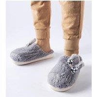 Love Lace Women's Slip On Rubber Sole Non Slip Warm Slippers Round Toe Home in Grey | Size: 8