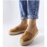 Love Lace Women's Espadrille Slip On with Embossed Detail & Low Heel Comfort in Brown | Size: 5.5