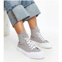 Love Lace Women's High Top Lace Up Fabric Sneakers with Rubber Sole Summer Spring in Grey | Size: 6.5