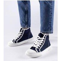Love Lace Women's Summer High Top Sneakers with White Sole & Rubber Comfort in Blue | Size: 5.5