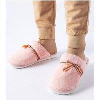 Love Lace Women's Warm Slip On Insulated Slippers With Stylish Bow Cozy Wear in Pink | Size: 4