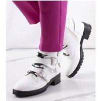 Love Lace Women's Donsa Ankle Boots with Drative Buckles & Zipper Comfort in White | Size: 5.5