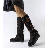 Love Lace Women's Putignano Boho Anchor Slip On Comfort Ankle Boots in Black | Size: 7.5