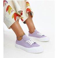 Love Lace Women's Violet Fabric Low Top Sneakers Lace Up with White Rubber Sole | Size: 6.5
