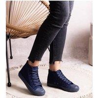 Love Lace Women's Fabric High Top Sneakers with Rubber Sole for Spring Summer in Blue | Size: 5.5