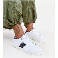 Love Lace Women's Zirconia Strap Faux Suede Low Lace Up Sneakers White Black | Size: 6.5