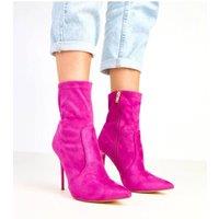 Love Lace Women's Sleek Suede Ankle Boots with Pointed Toe Stiletto Heel Zip in Violet | Size: 3.5