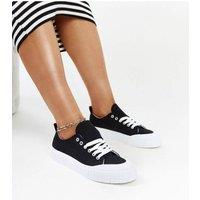 Love Lace Women's Rounded Toe Low Sole Lace Up Fabric Sneakers for Summer Spring in Black | Size: 6.5