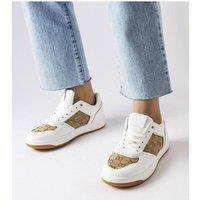Love Lace Women's Sport Sneakers with Monogram Detail Lace Up Rubber Sole in White | Size: 6.5