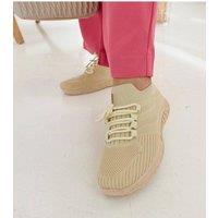 Love Lace Women's Summer Sport Fabric Sneakers with Cushioned Rubber Sole in Beige | Size: 5.5