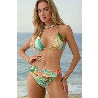 KDMD Women's Tropical High Waisted Swim Briefs Rollup | Size: Small