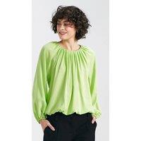 Love Lace Women's Lime Viscose Pleated Round Neck Blouse in Green | Size: 38