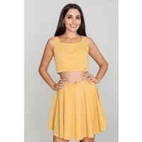 Love Lace Women's Flared Skirt Set with Back Zipper Top in Yellow | Size: Large