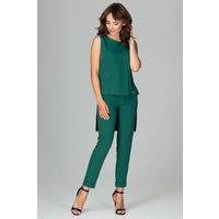 Love Lace Women's Sleeveless Extended Back Blouse & Trousers in Green | Size: Small