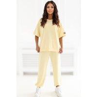 Love Lace Women's Viscose Elastane Sweatshirt & Pants Set in Yellow | Size: Large/XL