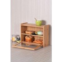 Living and Home 3-Tier Bamboo Bread Box Bread Bin Container for Kitchen Counter in Natural