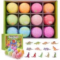 Living and Home 12Pcs Dino Egg Bath Bomb Kit with Dinosaur Toy Bath Bombs