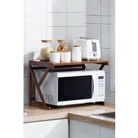 Living and Home 2-Tier Free Standing Wooden Spice Rack Microwave Oven Rack Kitchen Organizer Storage Shelf in Brown