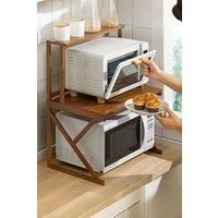 Living and Home 3-Tier Free Standing Wooden Spice Rack Microwave Oven Rack Kitchen Organizer Storage Shelf in Walnut
