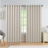 H&O Direct Beige Grommet Top Polyester Blackout Curtains Pair, 229cm W x 229 cm H