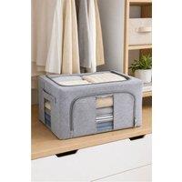 Garden Sanctuary 100L Metal Frame Fabric Storage Box with Windows in Grey