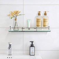 Garden Sanctuary Shelf Tempered Glass 6MM Thick Storage Organizer Wall Mounted Bathroom in Silver