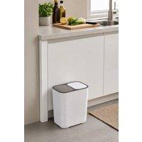 Garden Sanctuary Kitchen 15L Rubbish Dustbin Double Recycling Bin 2 Section White
