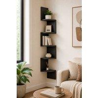 Garden Sanctuary Wooden Zigzag Floating Corner Shelves 5-Tier Black
