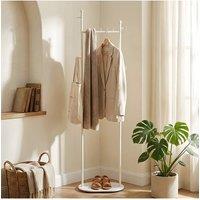 Living and Home Freestanding Marble Base Clothes Rack in White