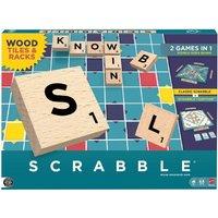 Scrabble Wooden Tiles & Racks 2 In 1 Double Sided Board