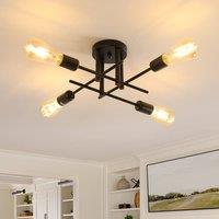 COMELY Industrial Ceiling Lights 4-Light Rustic Sputnik Chandelier with E27 in Black