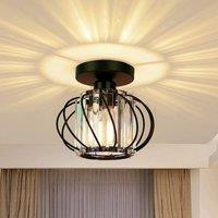COMELY Crystal Ceiling Lights, Industrial Mini Semi Flush Mount Ceiling Lights in Black