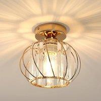 COMELY Crystal Ceiling Lights, Industrial Mini Semi Flush Mount Ceiling Lights in Gold