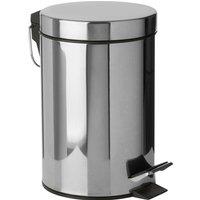 Orsina 3 Litre Pedal Bin, Compact Stainless Steel Bin With Soft Close Lid & Removable Inner Bucket in Silver
