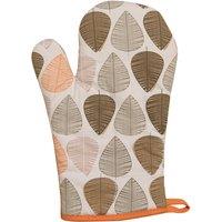 Orsina Green Leaf Single Oven Glove, Fresh Leaf Print With Quilted Heat-Resistant Padding, Comfortable Grip in Orange