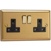 Varilight 2-Gang 13A Double Pole Switched Socket Black in Gold