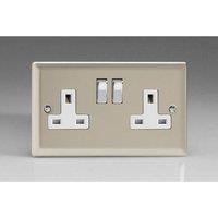 Varilight XN5DW 13A Switched Socket 2-Gang White Satin
