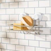 OHS Suction Shower Caddy Organiser Bathroom Wall Shelf in Silver