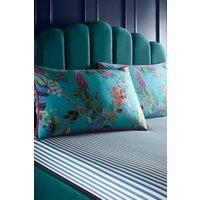 Laurence Llewelyn-Bowen 'Cotswold Fantasia' 100% Cotton Sateen Fitted Bed Sheet in Teal | Size: King