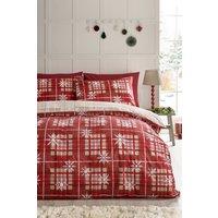 Catherine Lansfield Christmas Scandi Check Duvet Cover Set in Red | Size: King
